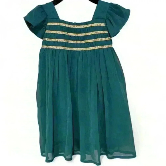 Edgehill Collection Baby Girl 18 Months Green Dress Gold Glitter Holiday Dress